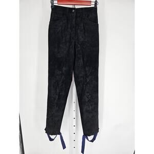 Vintage Ann Taylor Women's Black High Rise Button Closer Suede Pant Size 2P